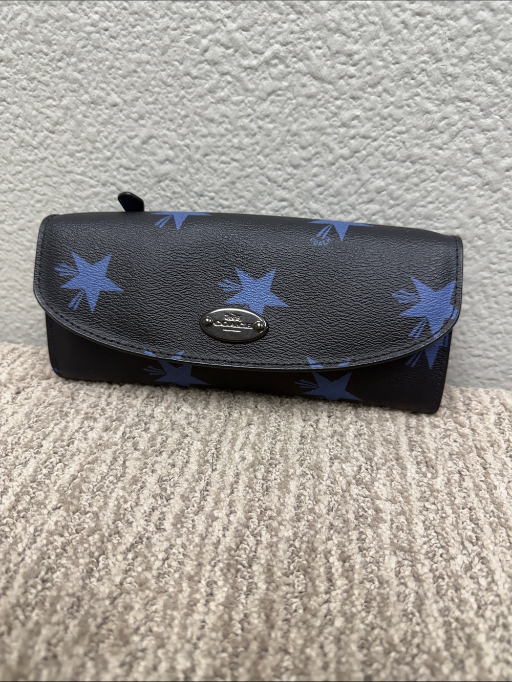 Coach Black Wallet with Blue Star Print